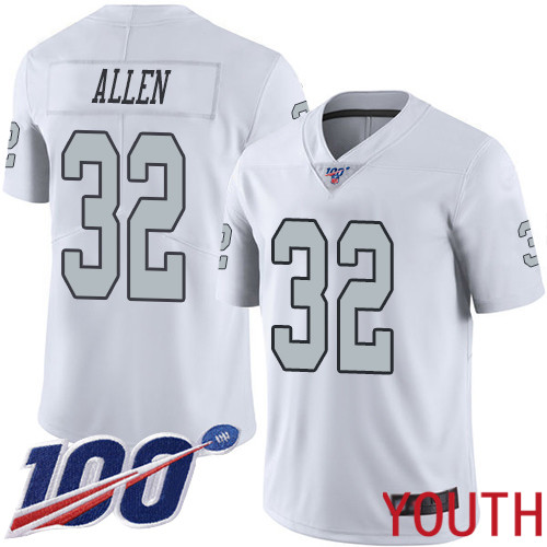 Oakland Raiders Limited White Youth Marcus Allen Jersey NFL Football #32 100th Season Rush Vapor Jersey->youth nfl jersey->Youth Jersey